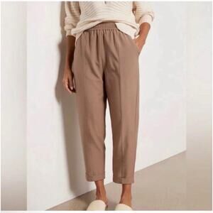 Varley Pants Womens Small Tan Cypress Turnup Taper Stretch Twill Cuff Drawstring